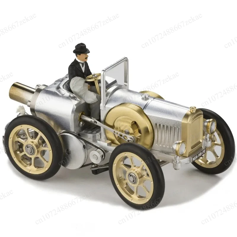 Retro Sports Car Model with Movable Four-Cylinder Stirling Engine, Metal DIY Assembly Collection