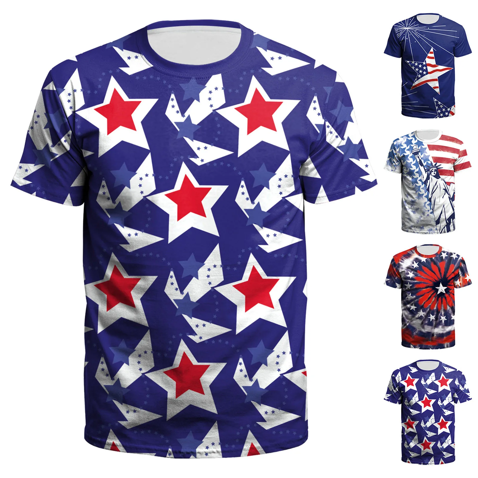 

Mens Shirts Casual Short Sleeve 4 Of July Summer 3D Digital Printing Independence Day Graphic T Shirt Short Oversized Basic Top