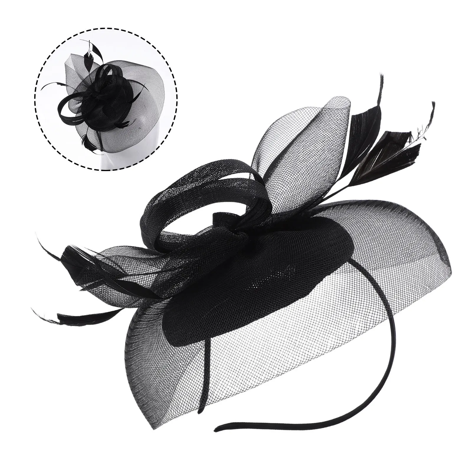 

Fascinators Headband For Women Fascinators Headband Gauze Tea Party Wedding Banquet Bridal Accessories Retro Plume Mesh Design