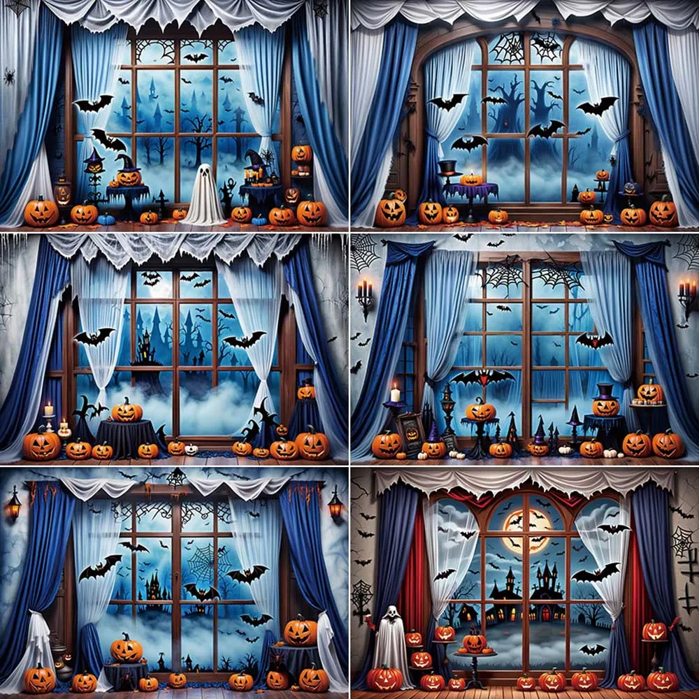 

MOON.QG 2025 Halloween Costume Vampire Photography Backdrop Bat Pumpkin Wallpaper Background Children Studio Photo Shooting Prop