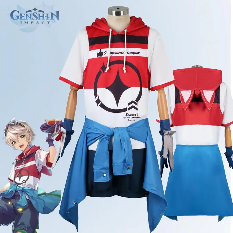 

Game Bennett Genshin Impact Cosplay Costume Uniform Coat T-shirt Shorts Halloween Party Role Play Daily Clothing 2025