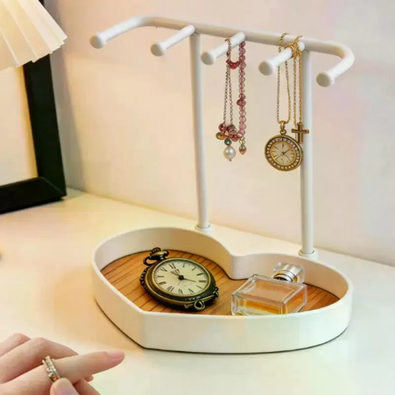 Jewelry Organizer Display Stand Rack With Wooden Tray For Earrings Bracelet Necklaces Rings Storage Hanging Organizer Holder