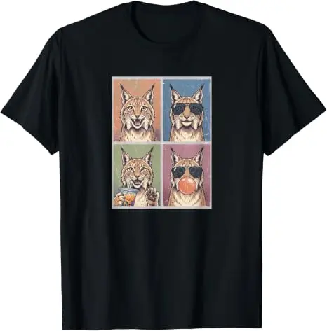 Y2K Katze Tiger Luchs Lustiges Luchs-T-Shirt Humor Niedlicher Tierdruck Grafik Damen Herren Kleidung Baumwolle Mode Streetwear Persönlichkeit – Detail 9