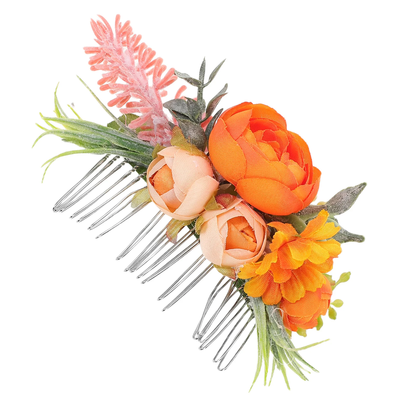 

Handmade Bridal Headdress Boho Floral Headpiece Artificial Flower Hairpin Bride Accessories Fabric Comb for Women