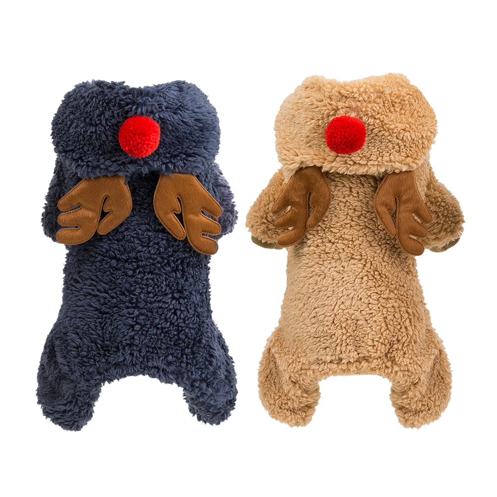 

Christmas Deer Small Dog Clothes Grey Size L Cotton Warm Coat Pet Winter Clothes Outdoor Walking Jacket Party Dog Cloth