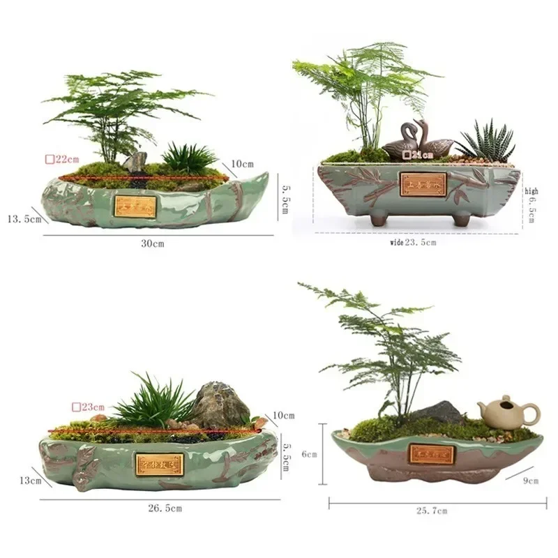 Creative Ceramic vintage Flower Pot Simple Succulent Plant Green Container Planters Bonsai Pots Flowerpot Home Decoration