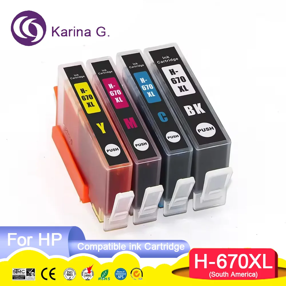 670 670XL Premium Color Compatible Ink Cartridge for HP670 For HP Deskjet Ink Advantage 3525/4615/4620/4625/5525/6526 Printer