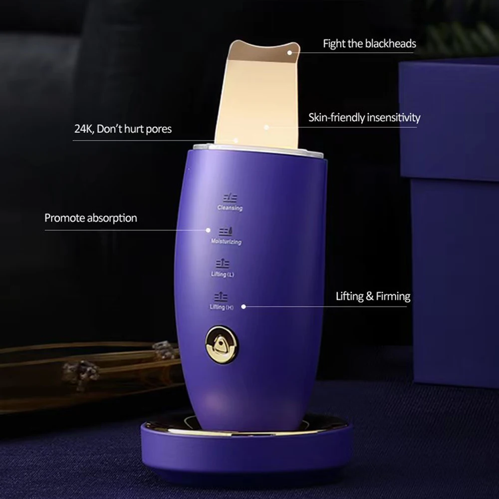 

Customizable New Ultrasonic Skin Scrubber Deep Facial Cleaning Spatula Beauty Machine Electric Face Horny Layer Exfoliator