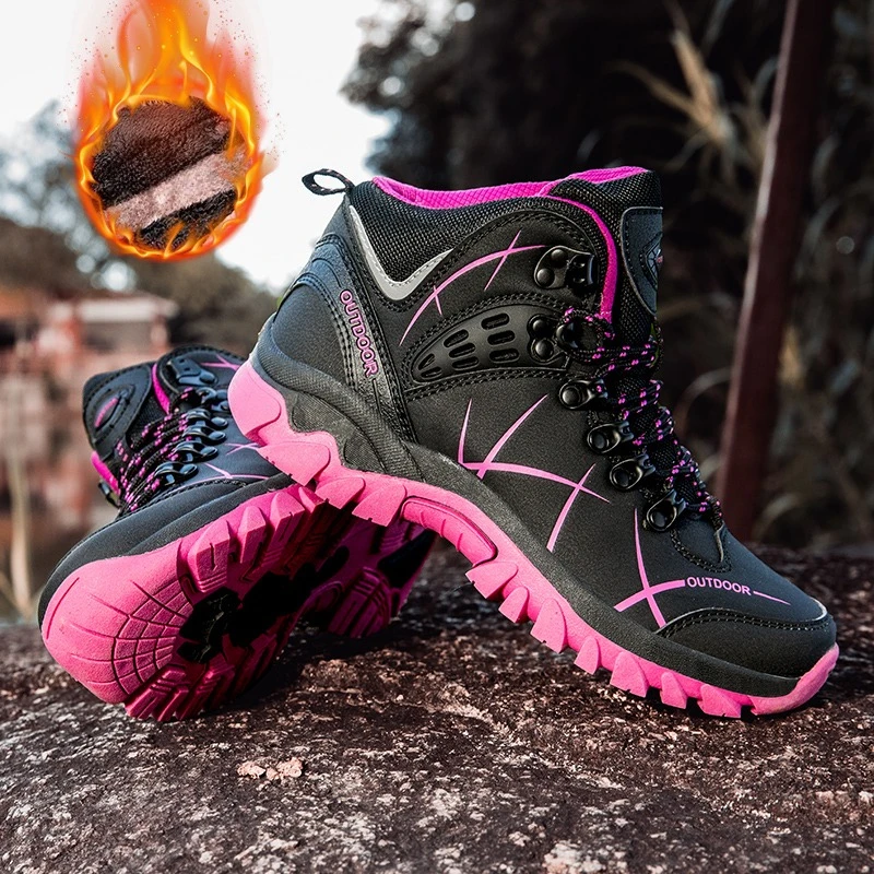 Unisex Winter Boots Men Women Casual Hiking Shoes Plush Warm Winter Snow Ankle Boots Waterproof Outdoor Trekking Boots Sneakers