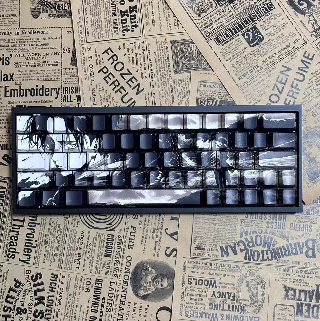 Levi Ackerman Keycaps Anime Attack On Titan Cherry Pbt Gaming Keycaps Thermal Sublimation Customized for Mechanical Keyboard