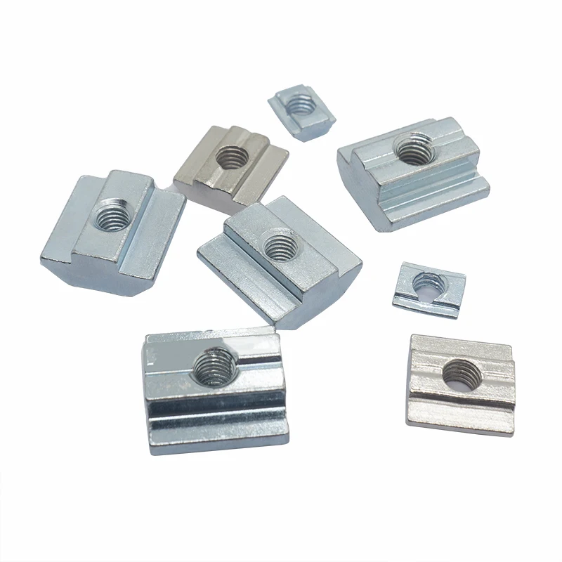 Aluminum Profile Slide Nuts M3 M4 M5 M6 M8 M10 T Block Square Sliding Hammer Fasten Nut for 2020 3030 4040 4545 EU Extrusion