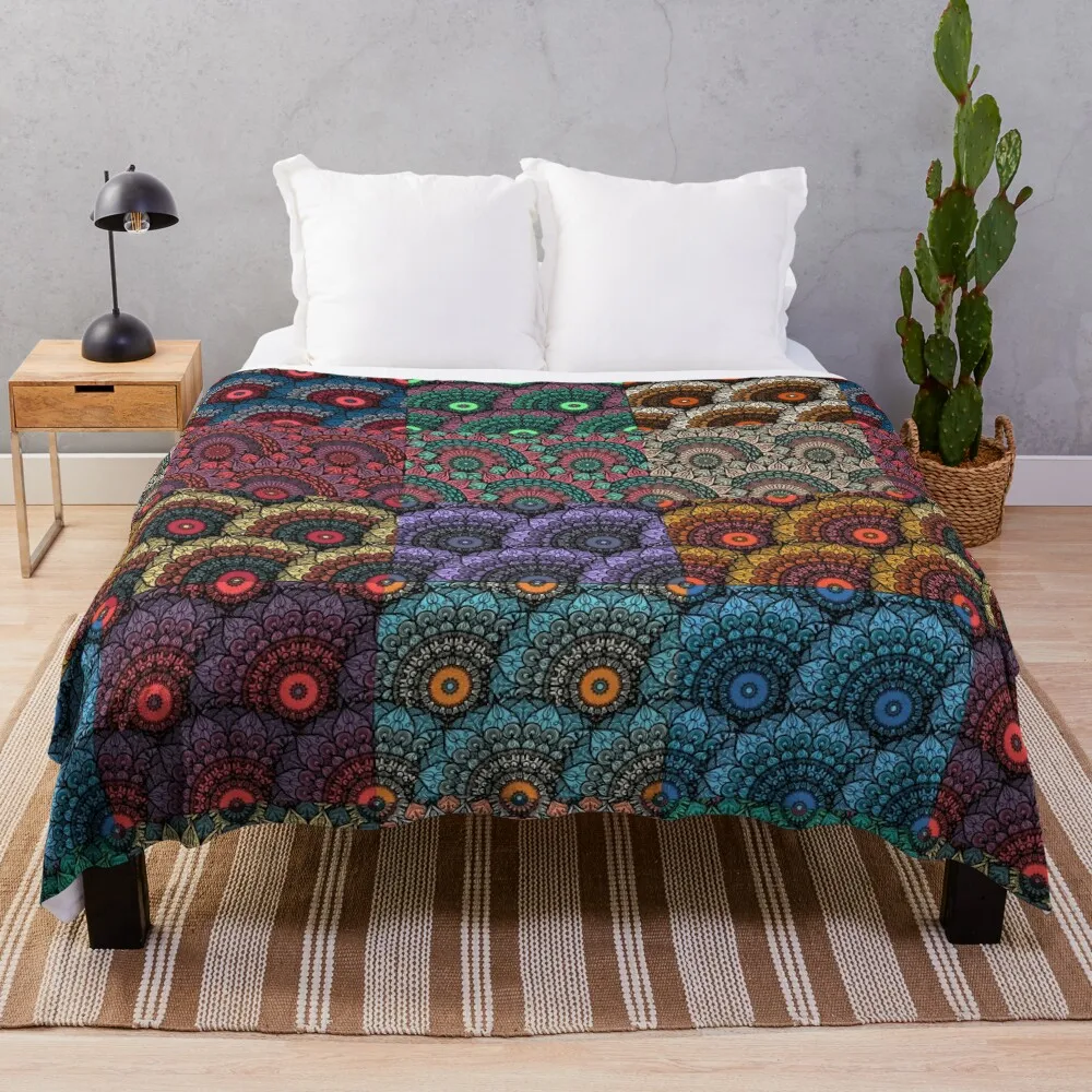 

Colorful Mandala Florals,Floral patterns Throw Blanket christmas gifts Loose Sofa Quilt Blankets