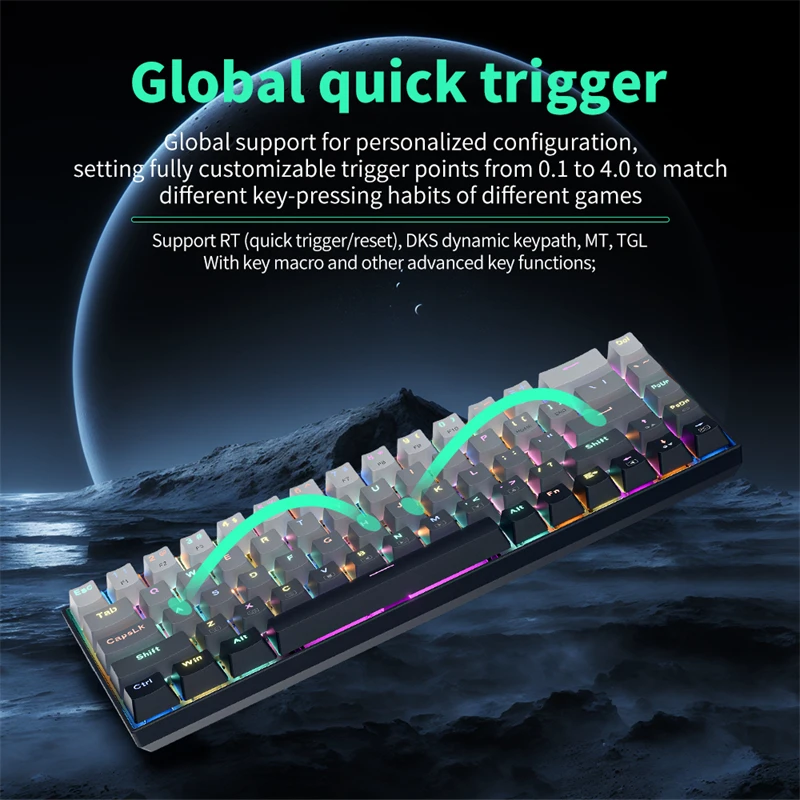 Imagem -03 - Zifiend M68 Interruptor Magnético Teclado Mecânico Rgb 8k rt 68 Teclas Oem Pbt Keycap com Fio Teclado de Jogos Profissional para Esportes