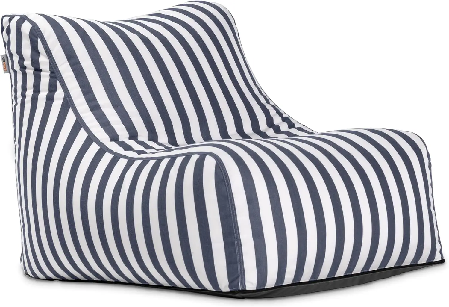 Ponce Outdoor Bean Bag Chair - Weather Resistant Patio and Poolside Lounge Seating, Navy Striped