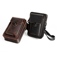 Crazy Horse Leather Men's Shoulder Crossbody Bag Layer Cowhide Multifunctional Belt Mobile Phone Bag Waist Bag Genuine Leather