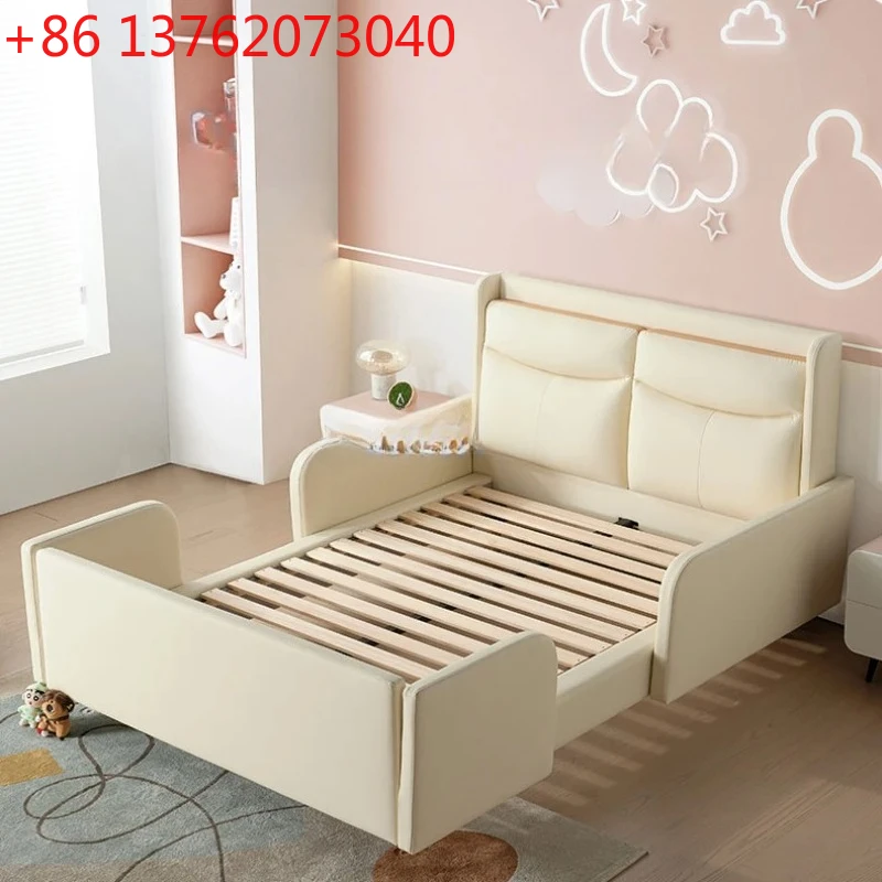 

Modern simple solid wood environmentally friendly silicone leather princess bed girl partition guardrail