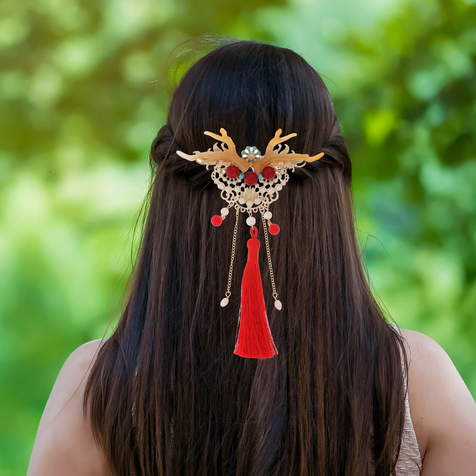 

Dragon Horn Tassel Hairpin Pair Chinese New Year Accessories Girls Barrettes Teens Clips Style Comfort Durable Wear Traditional