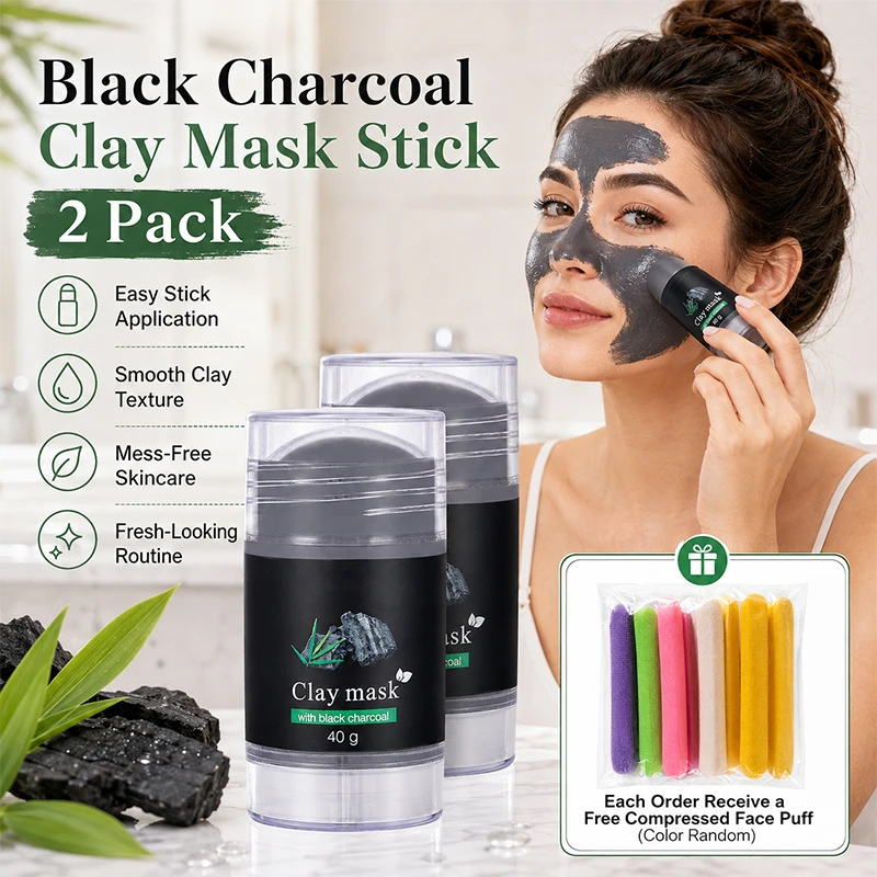 Mud Mask Kaolin - 2PCS Bamboo Charcoal Mud Mask Stick