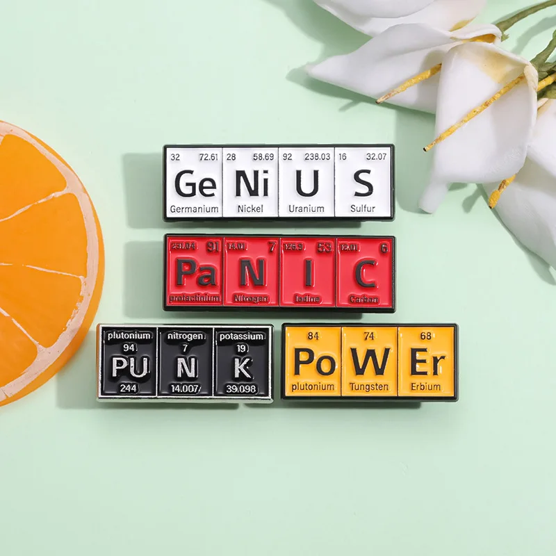 Chemical Element Enamel Pins Science Brooches Lapel Badges Metal Collection Pin Accessories Jewelry Gift for Students Friends