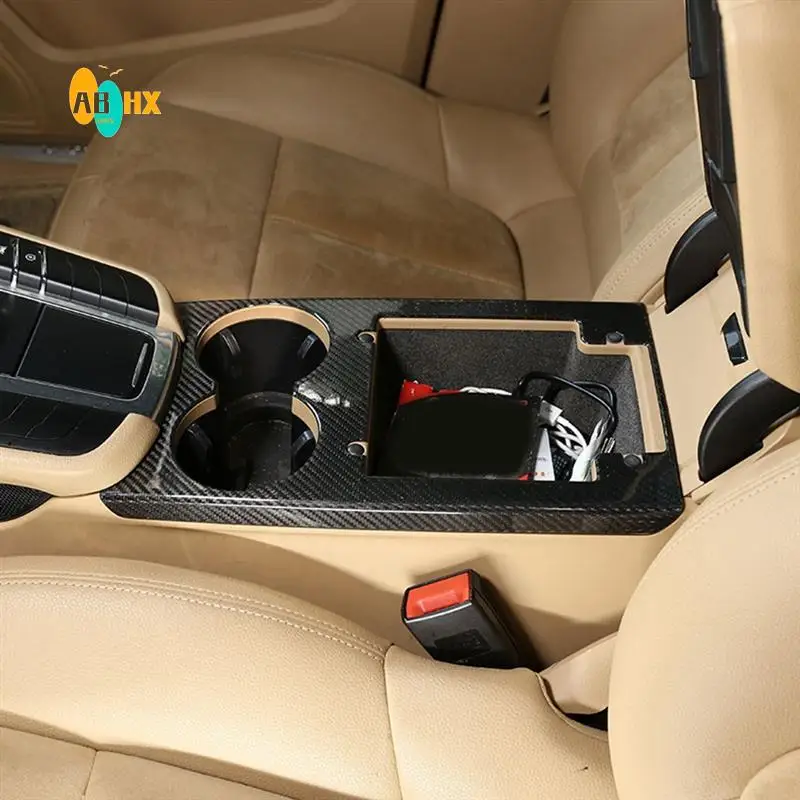 

ABHX-For Porsche Macan 2014-2022 Dry Carbon Fibre Central Control Water Cup Holder Panel Frame Cover Trim Car Replacement Parts