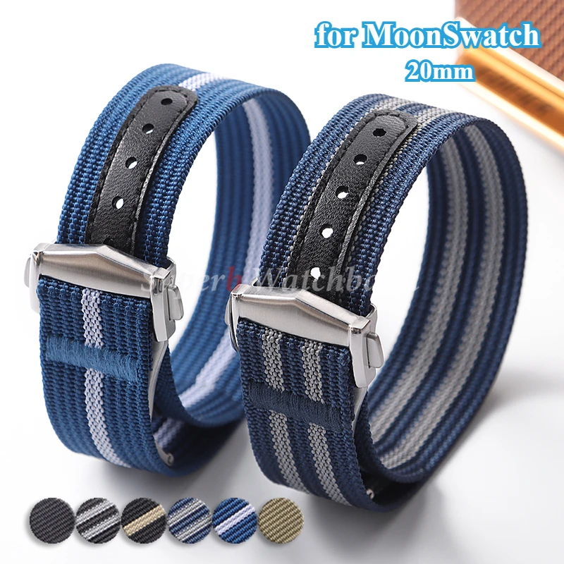 

Нейлоновый ремешок высокого качества 20 мм для Omega для Swatch для MoonSwatch Sport, складная пряжка, ремешок для часов, браслет для Seamaster 300