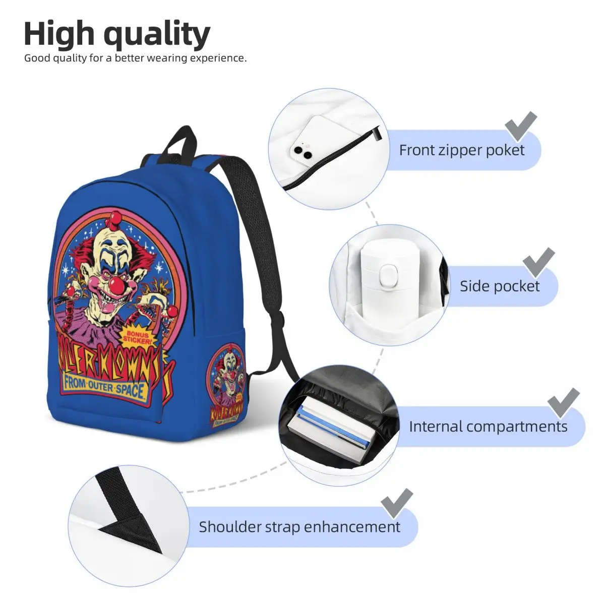 Killer Klowns From Outer Space Wax Pack Backpack for Men Women Casual Student Hiking Travel Daypack College Canvas Bags Gift