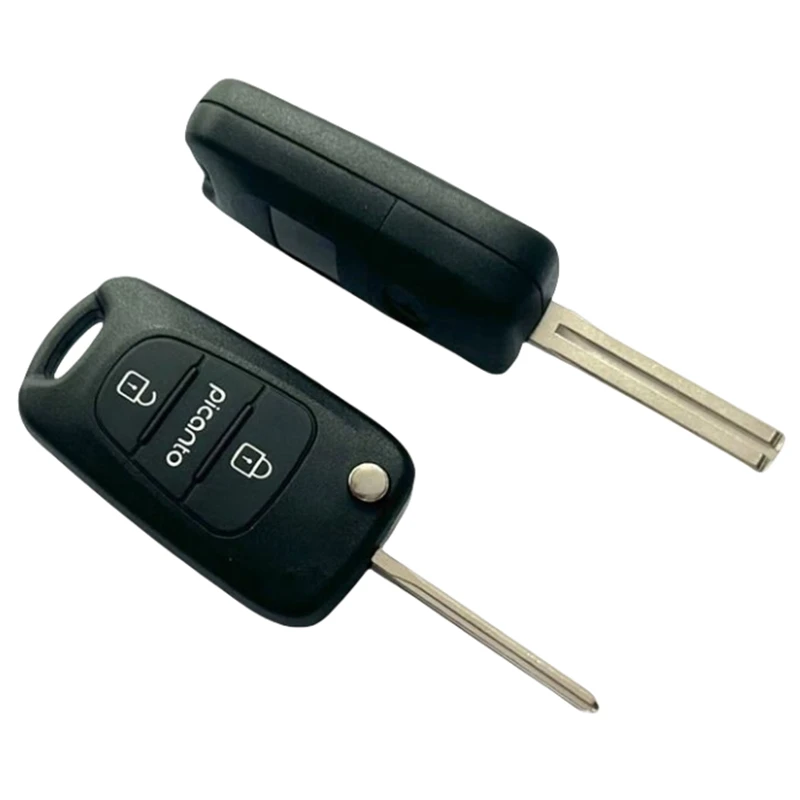 FLYBETTTER 5個入り OEM 2ボタン交換用キーケース フリップ折りたたみ式リモートキーシェル キア ピカント用 HY22ブレード付き
