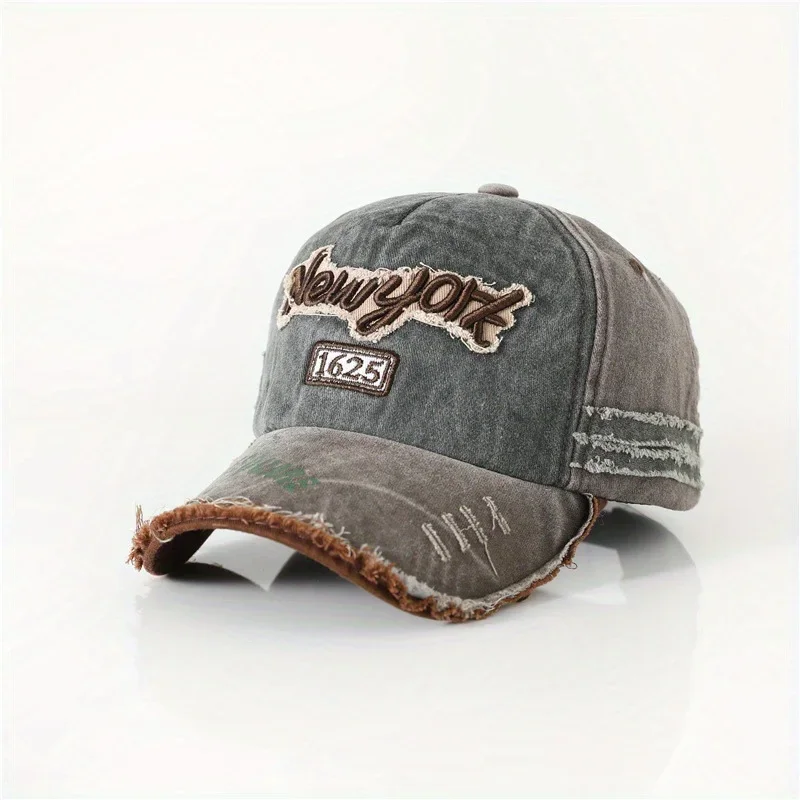 Vintage Distressed Dad Cap Spring Autumn Unisex Casual Washed Denim Street Fashion Hip-hop Cap Letter Embroidery Baseball Cap image 5