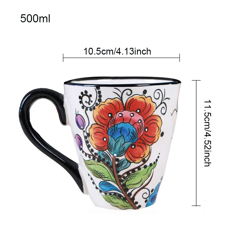 Creative Bohemia Mug Hand Painted Ceramic Tea Milk Stave Cups with Handle Coffee Drinkware Mugs Novelty Birthday Gifts