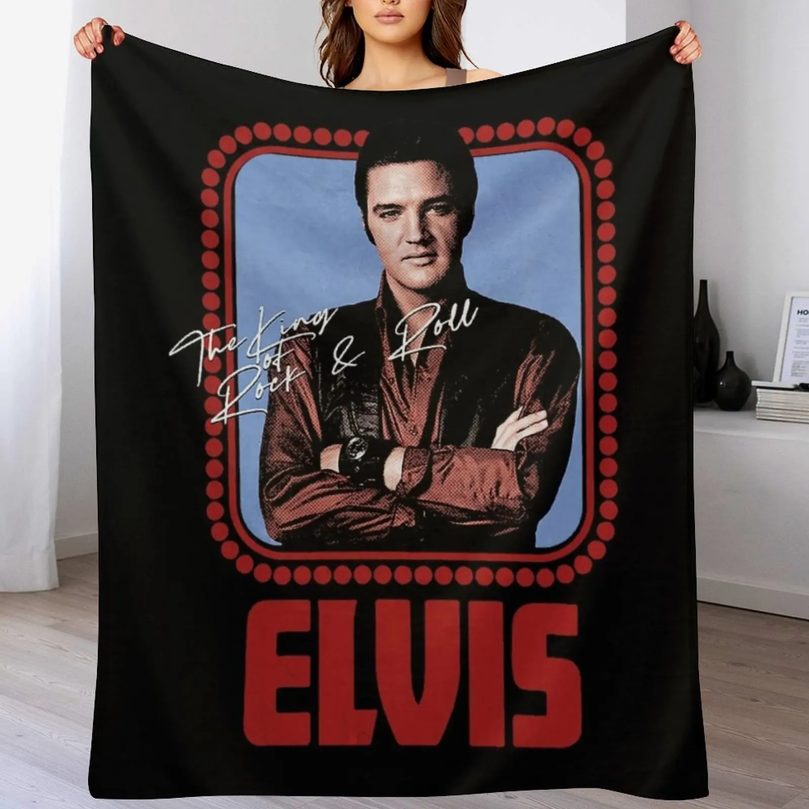 Music Official Rock N Roll Vintage Throw Blanket Soft Solid Color Blanket for Couch Bed