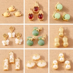 10pcs Gemstone Jade Animal Charms for Jewelry Making Butterfly Rabit Pendants DIY Necklace Earrings Craft Supplies