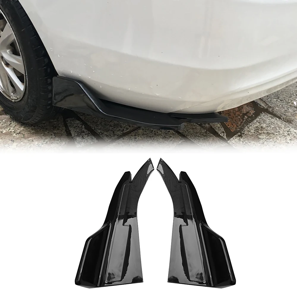 Universal Car Rear Bumper Lip Wrap Angle Bright Black LK Type Splitters Diffuser Spoiler Body Kit Scratch Protector