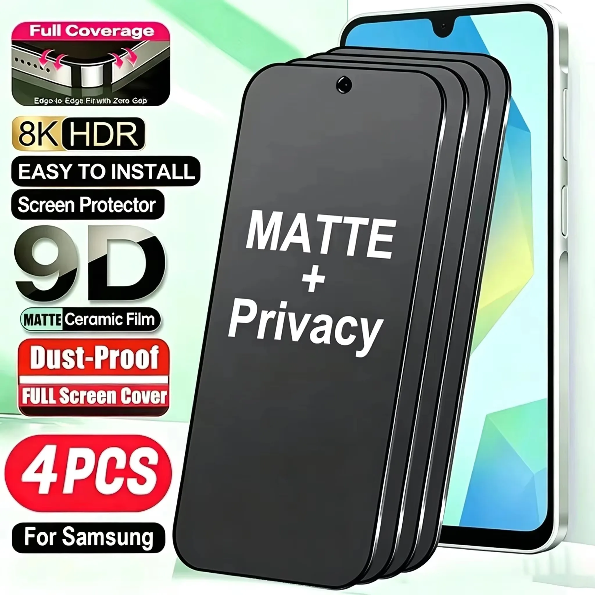 1-4PCS Matte Ceramic Privacy Screen Protector For Samsung A56 A36 A27 A57 A37 A26 A07 A17 A16 S26 Ultra S25 S24 Anti-Spy Film