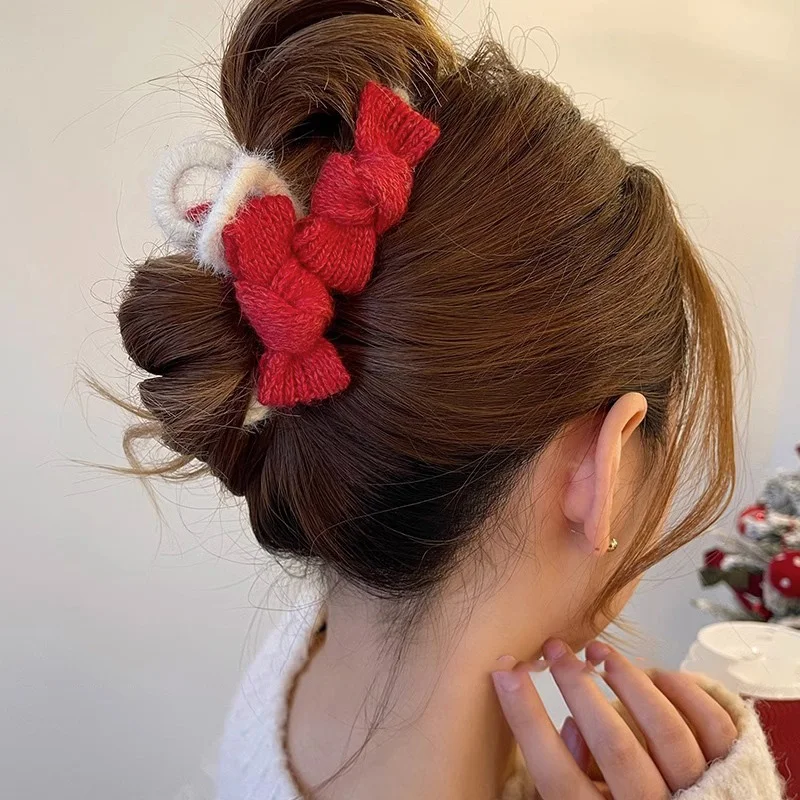 Knitted Bows Hair Clips for Women French Elegant Shark Clip Girls Hair Accessories Fall Winter Korean Female Hairpin