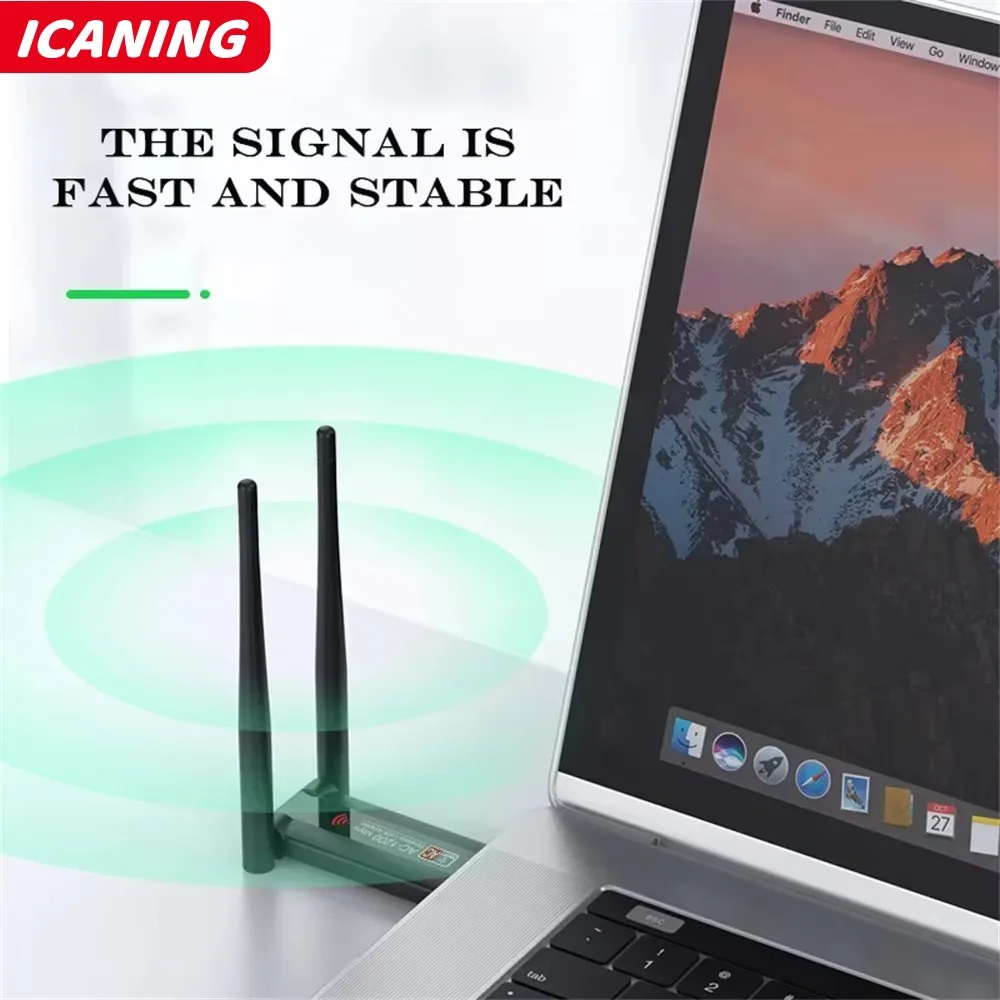 1200Mbps USB RTL8812 Wireless AC1200 Wlan USB3.0 Wifi Lan Adapter Dongle Dual Band 802.11ac With Antenna For Laptop Desktop