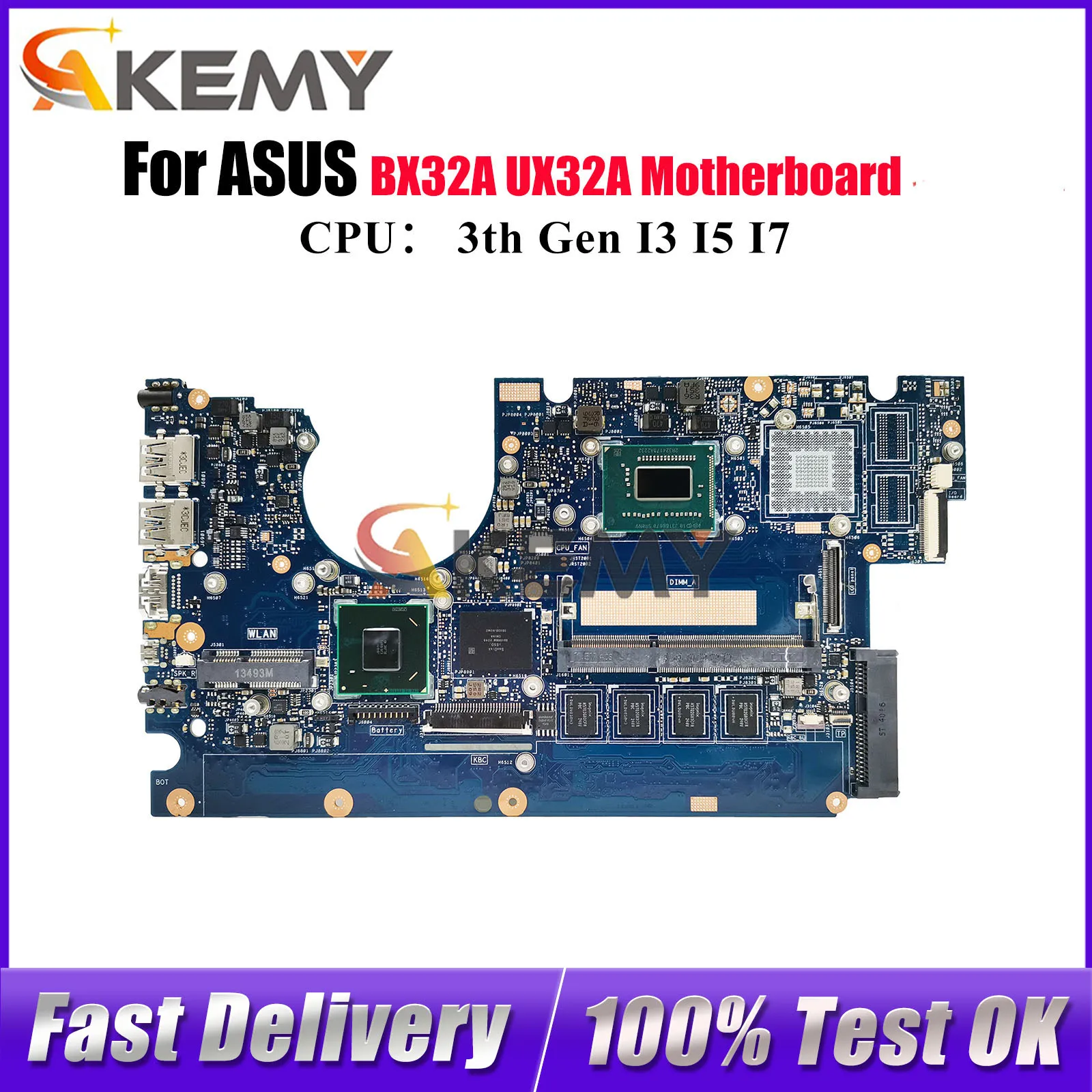 

UX32A Материнская плата для ноутбука ASUS ZenBook UX32A BX32A UX32A Материнская плата для ноутбука с процессором I3 I5 I7 100% тестирование ОК быстрая доставка stk