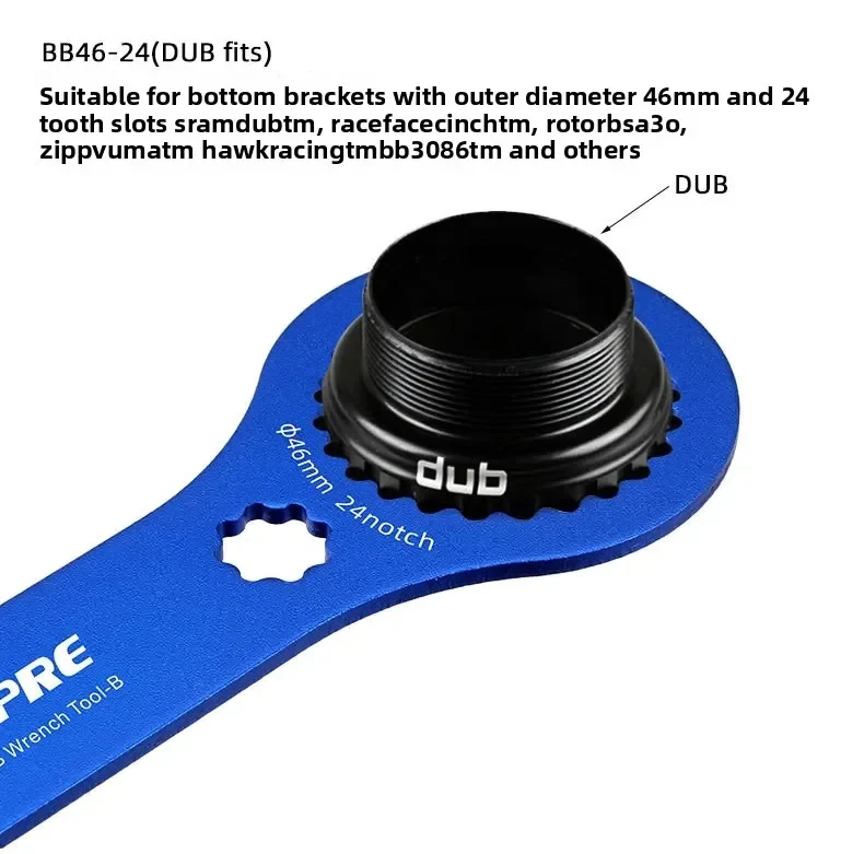 Multifunktionaler Aluminium-Tretlager-Schlüssel für Fahrräder, DUB Hollowtech BB-Schlüssel, Werkzeug zum Ein- und Ausbauen sowie zur Reparatur von Kurbelgarnituren. – Detail 14