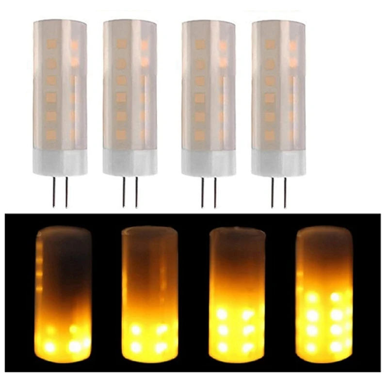 4 Pcs G4 Bulbs 1400-1800K 12V Low Voltage Flame Lamp Atmosphere Decoration Holiday Bulb Chandelier Crystal Bulb AC/DC12V