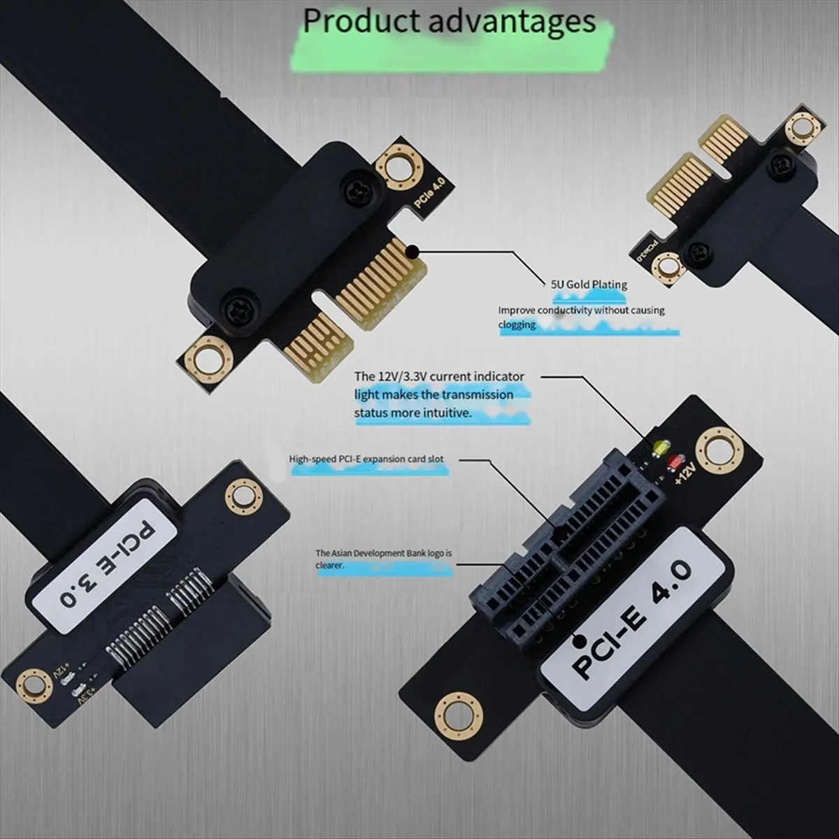 مستقر-20 سنتيمتر PCIE X1 موسع الناهض بطاقة 16Gbps PCI Express 4.0X1 إلى X1 تمديد الشريط كابل PCIE 1X الناهض بطاقة الكمبيوتر B #4