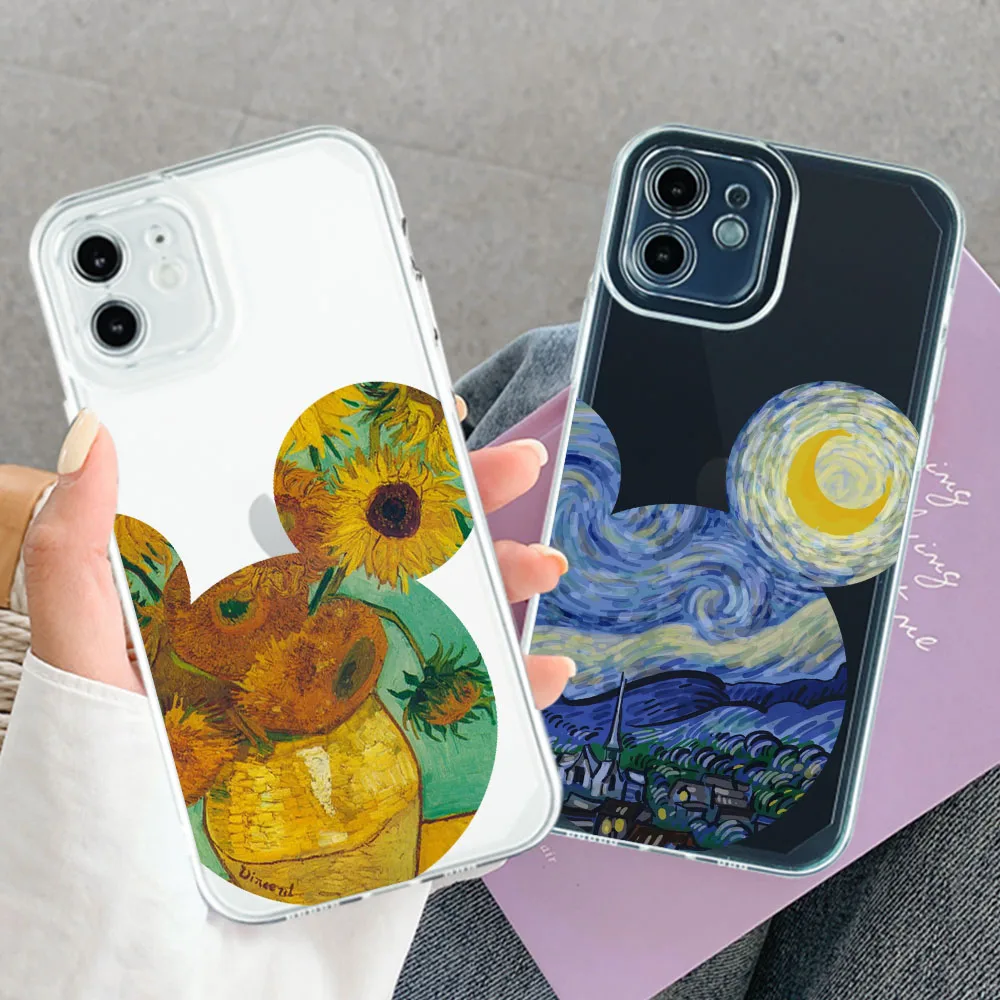 

Transparent Impressionist Character Illustration Case For iPhone 11 12 13 Pro MAX Mini X XS Max XR 7 8 Plus SE22 TPU Soft Case