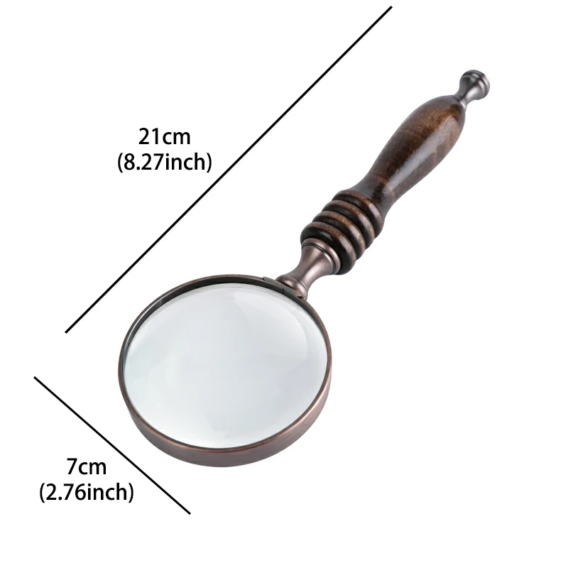 10X Optical Glass Handheld Magnifying Glass-Metal Border, Retro Photography Decorative Prop Ideal for Collectors and Photography