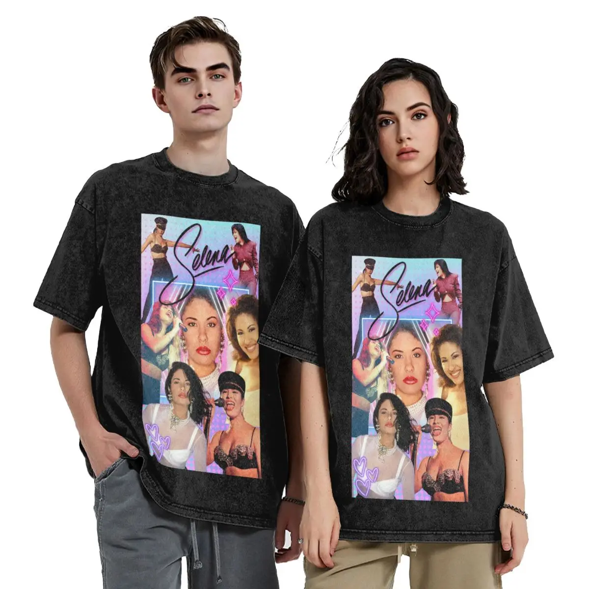 Selena Quintanilla Vintage Washed T Shirts Vintage Short Sleeve Hip Hop T-Shirt Streetwear Tops Tees for Men Women