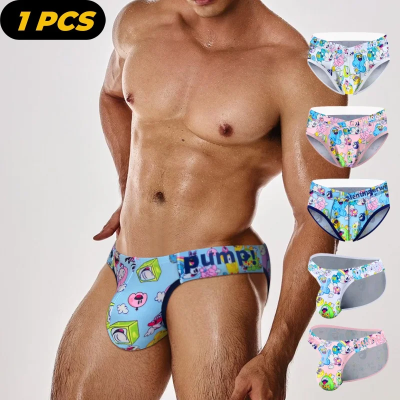 

1PCS Hot Sale Modal Graffiti Printed Sexy Man Brief Underwear Men Underpant Quick Dry Slip Panties Jockstrap Men's Briefs Gaysex