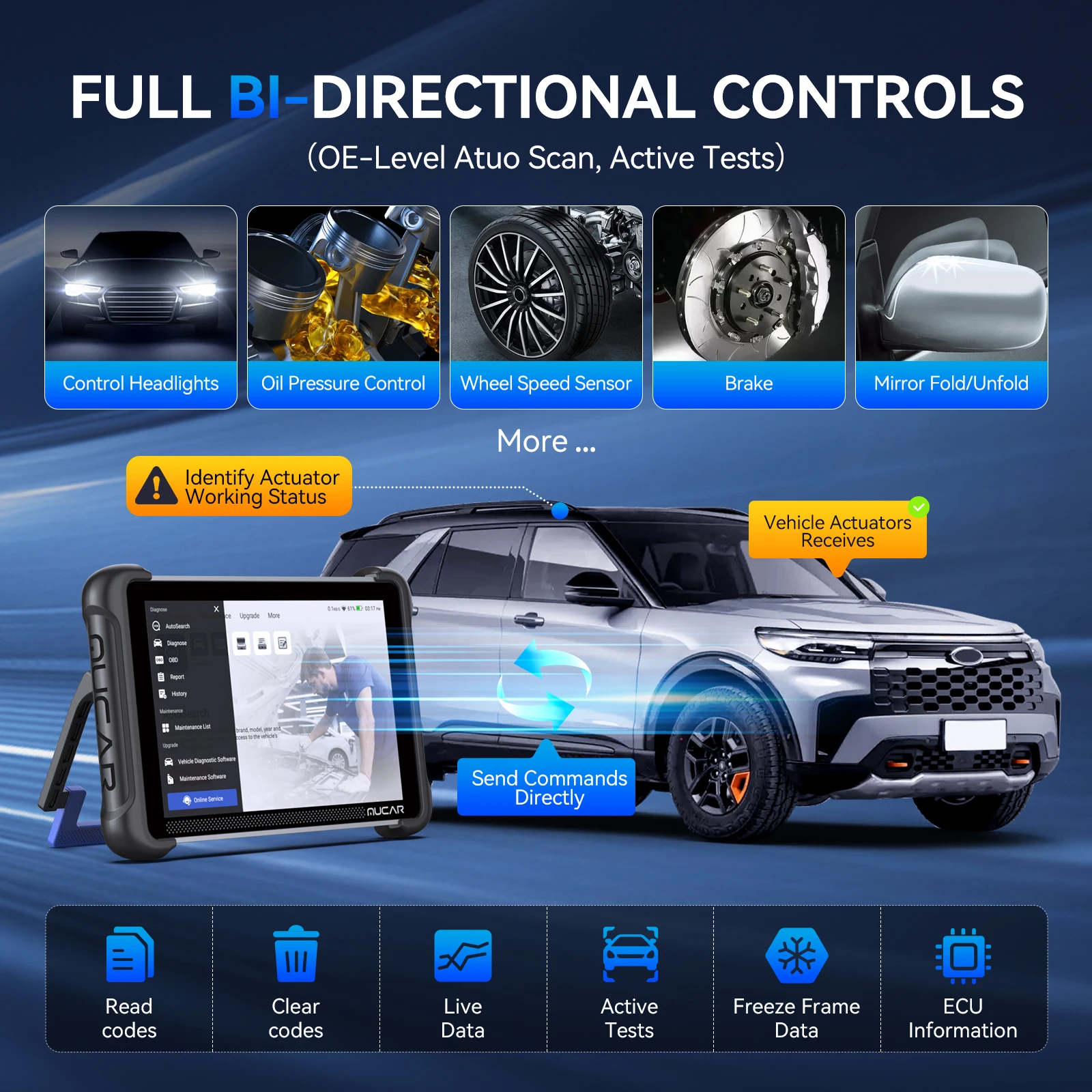 MUCAR 892BT Auto OBD2 Scanner CANFD DOIP Sistema completo Attuatore Test 35 Reset IMMO DPF OIL Strumento diagnostico per auto gratuito a vita