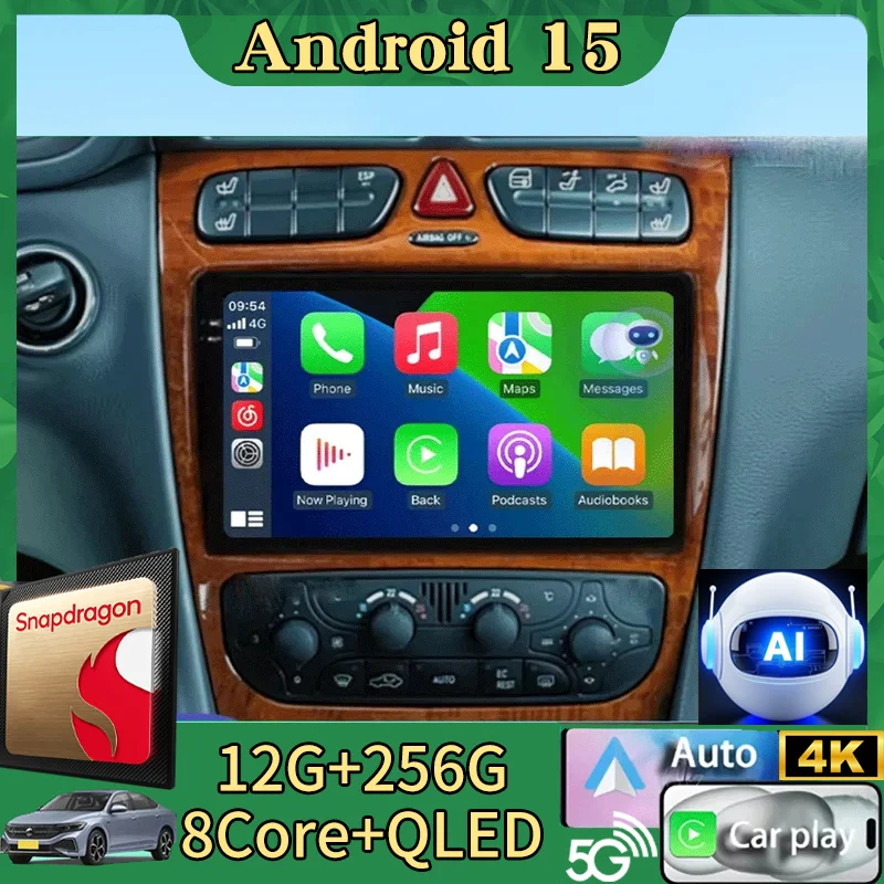 Android 15 multimédia pour Mercedes Benz classe C W203 C200 C320 C350 CLK W209 2002 - 2005 lecteur vidéo stéréo de voiture autoradio NODVD