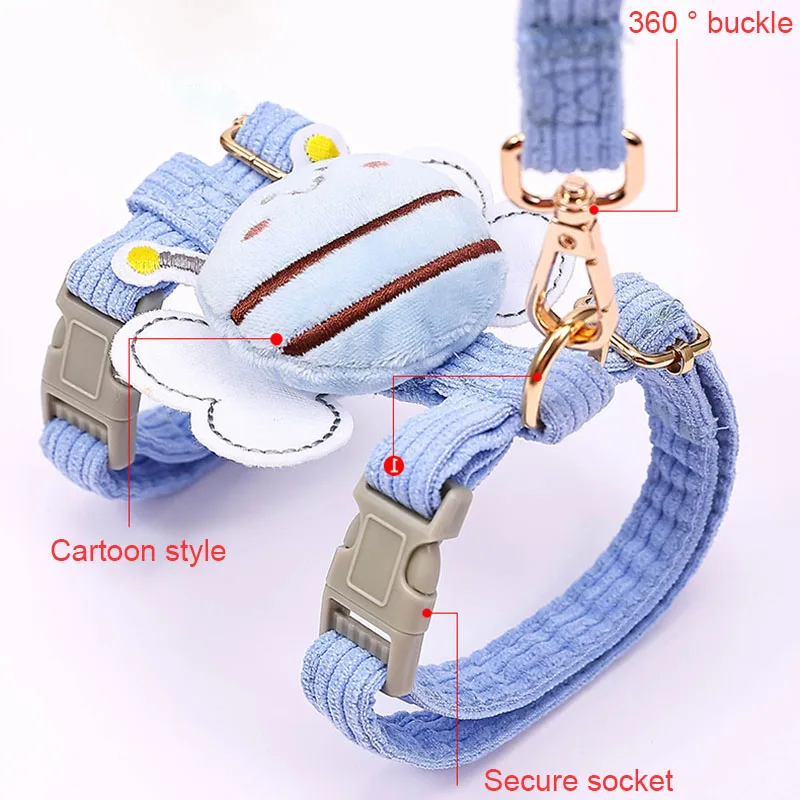 Cat Harness And Leash Set Adjustable Cartoon Bee Double Layer Dog Harness For Small Medium Pet Outdoor Walking Accessories