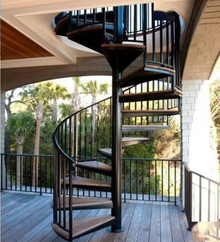 

Customization Custom Modern Villa Spiral Stairs Cast Iron Curved Stairs Wrought Iron Railings Apartment Stainless Steel Stairs
