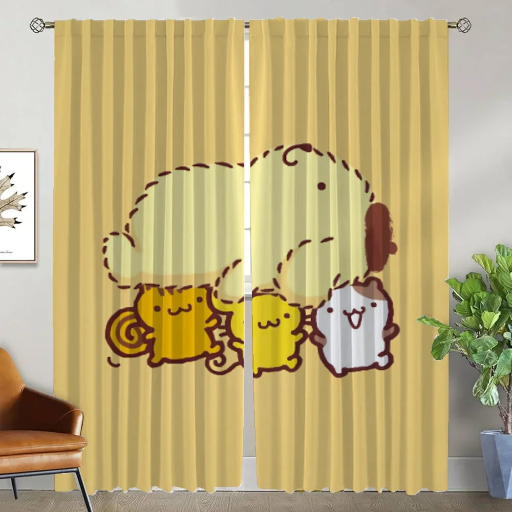 P-Pompom Purin Blackout Curtains For Living Room Window Curtain Tulle For Bedroom Halloween Decoration Home Interior CurtainsCus