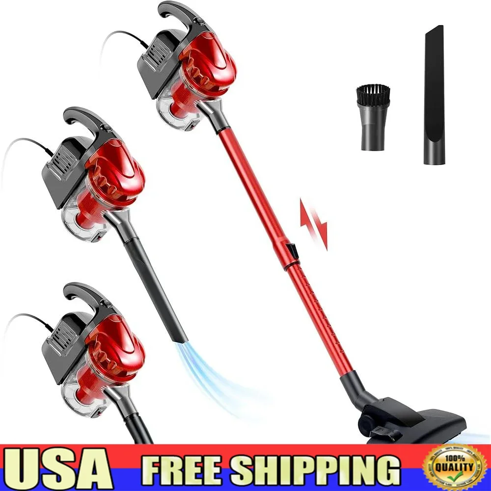 مكنسة كهربائية سلكية محرك 600 وات 17000 باسكال شفط 4 في 1 عصا محمولة خفيفة الوزن منظف شعر الحيوانات الأليفة سجادة أرضيات صلبة