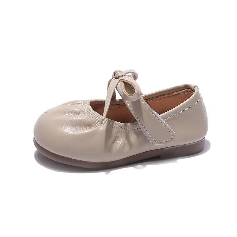 Girls\' leather shoes, spring and autumn new bean shoes, Velcro children\'s princess shoes kids shoes toddler shoes girl